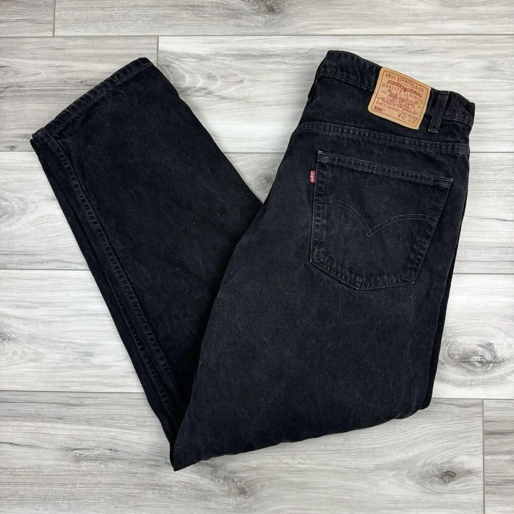 Vintage Levi's 550 Jeans Measure 38x32 Baggy Relaxed Fit Tapered Leg Black Denim